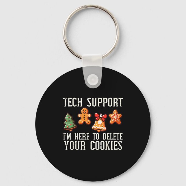Christmas Tech Suprt Here To Delete Cookies Xmas M Key Ring (Front)