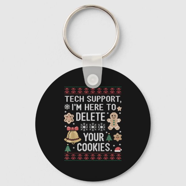 Christmas Tech Suprt Here To Delete Cookies Xmas M Key Ring (Front)