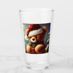Christmas Teddy Bear 2 Glass