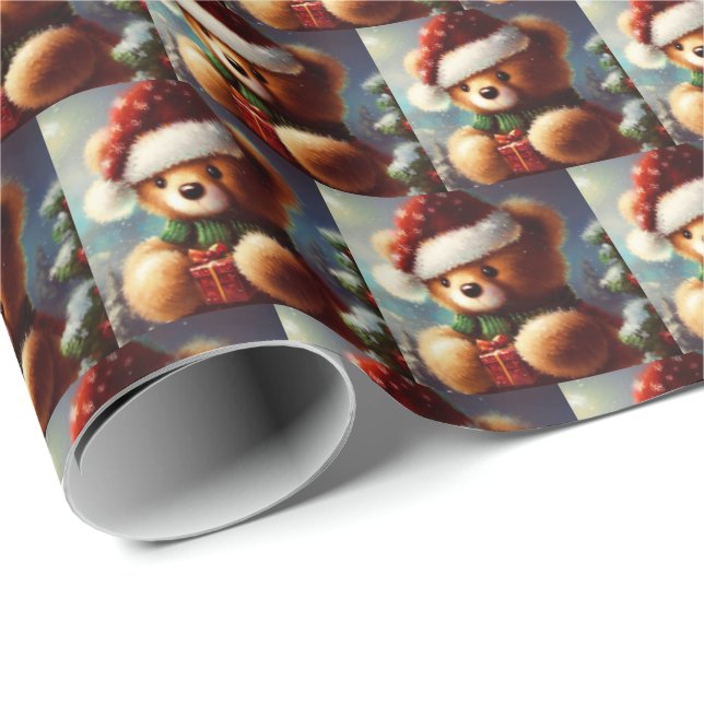 Christmas Teddy Bear 2 Wrapping Paper (Roll Corner)