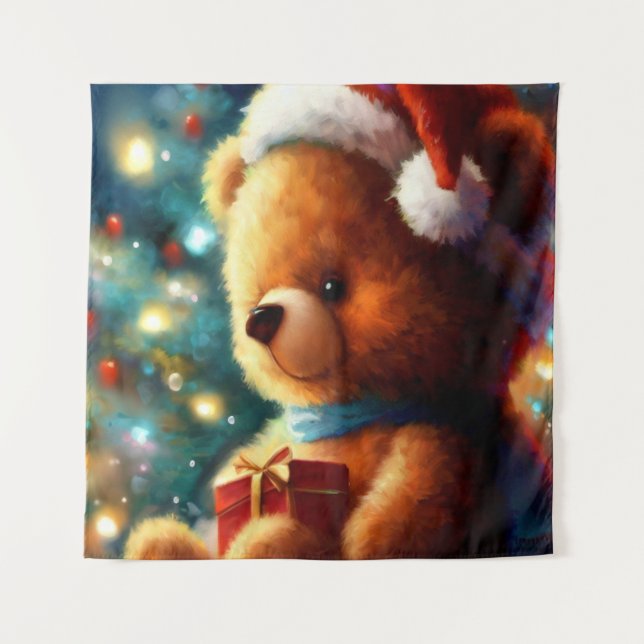 Christmas Teddy Bear 3 Tapestry (Front)