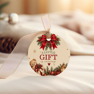 Christmas Teddy Bear A Little Gift Baby Shower Favour Tags