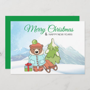 Christmas Teddy Bear Couple with Gift Invitation
