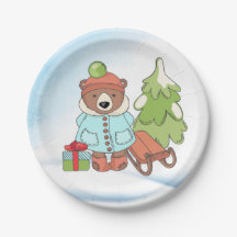 Christmas Teddy Bear Couple with Gift