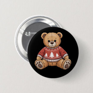 Christmas Teddy Bear Cute Xmas Gift 6 Cm Round Badge