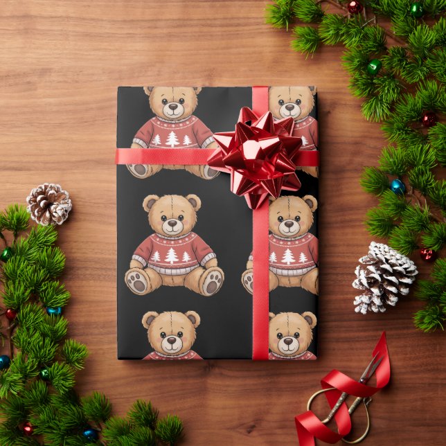 Christmas Teddy Bear Cute Xmas Gift Wrapping Paper (Holiday Gift)