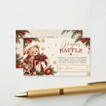 Christmas Teddy Bear Diaper Raffle Baby Shower