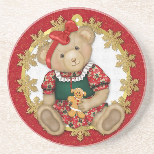 Christmas Teddy Bear - Girl Coaster (Front)
