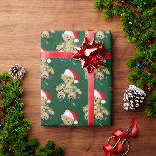 Christmas Teddy Bear In Lights Wrapping Paper