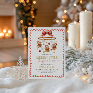 Christmas Teddy Bear Mobile Baby Shower Invite