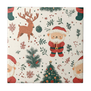 Christmas Teddy Bear Santa Pattern (2) Tile