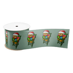 Christmas Teddy Bear Satin Ribbon