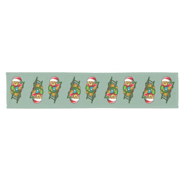 Christmas Teddy Bear Short Table Runner (Horizontal)