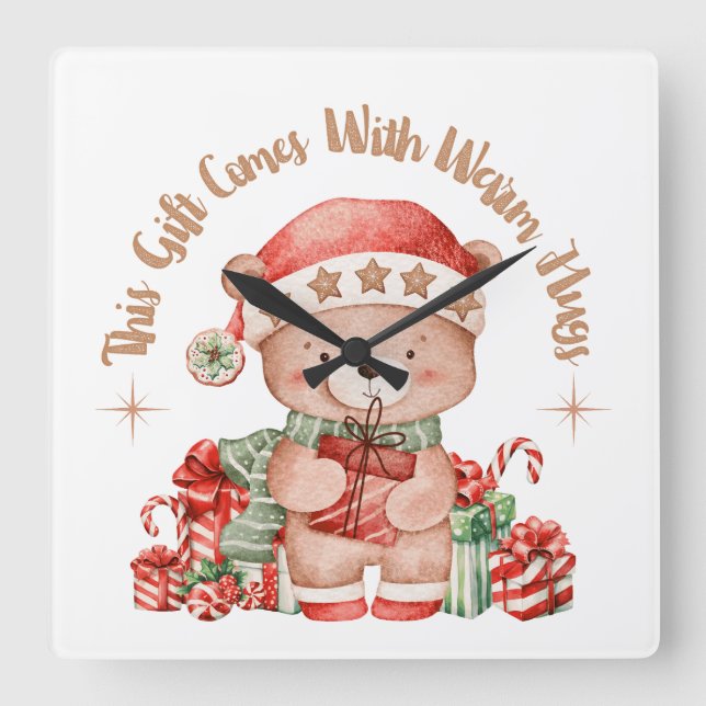 Christmas Teddy Bear Wall Clock Nursery (Front)