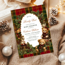 Christmas Teddy Bear We Can Bearly Wait Tartan