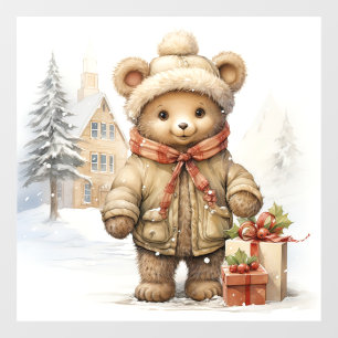 Christmas Teddy Bear Window Cling