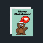 Christmas teddy bear with romantic heart balloon holiday postcard<br><div class="desc">Christmas teddy bear with romantic heart balloon Holiday Postcard . Personalise with custom text. Cute bear with Santa hat on.</div>
