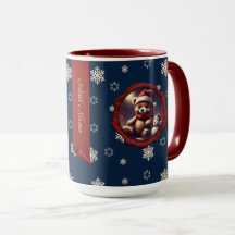 Christmas Teddy Friend Personalised Banner Blue