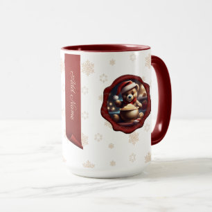 Christmas Teddy Porridge Personalised Banner White Mug