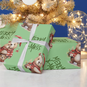 Christmas teddy  wrapping paper