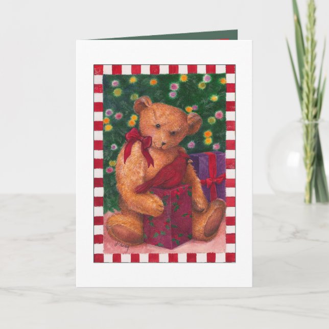 christmas teddybear thank you presents card (Front)