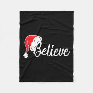 Christmas Tee - Believe In Santa Claus Fleece Blanket