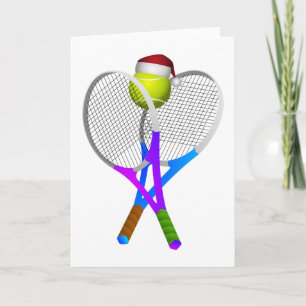 Christmas Tennis Ball and Rackets Holiday Card