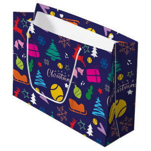 🎄Christmas 🎾tennis navy blue Large Gift Bag