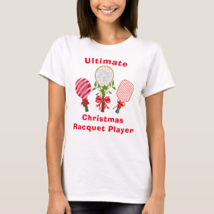Christmas Tennis, Paddleball, Pickleball Player T- T-Shirt