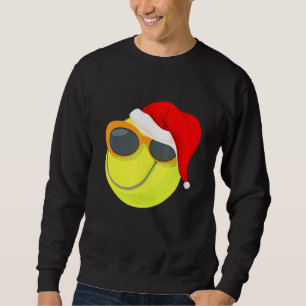 Christmas Tennis Player Glasses Santa Hat Pajama Sweatshirt