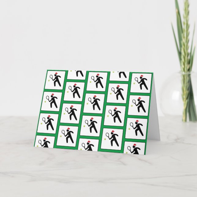Christmas Tennis Player Green Pattern Card (Front)