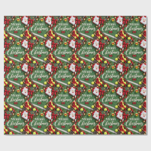 Christmas Tennis Player Holiday Sports Design Wrapping Paper