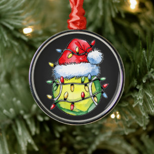 Christmas Tennis Player Santa Hat Metal Tree Decoration