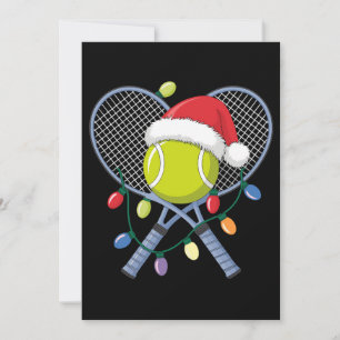 Christmas Tennis Rackets Ball Santa Hat Lights Invitation