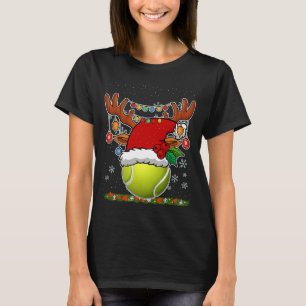 Christmas Tennis Reindeer & Santa Hat Xmas Tree Li T-Shirt