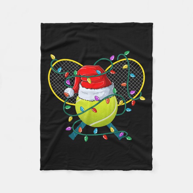 Christmas Tennis Xmas Santa Srts Hat Mens Womens K Fleece Blanket (Front)