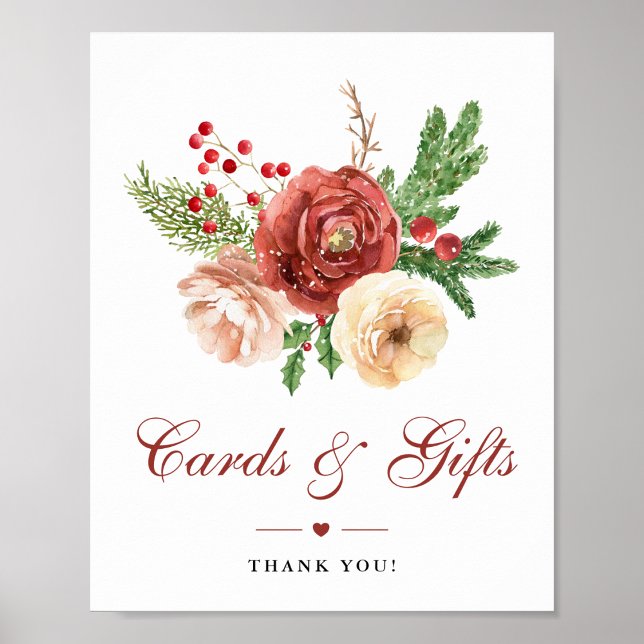 Christmas Terracotta Floral Wedding Cards & Gifts Poster (Creator Uploaded)