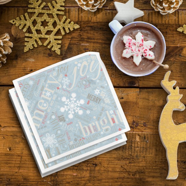 Christmas Text and Snowflake Pattern Blue ID257 Napkin (Creator Uploaded)