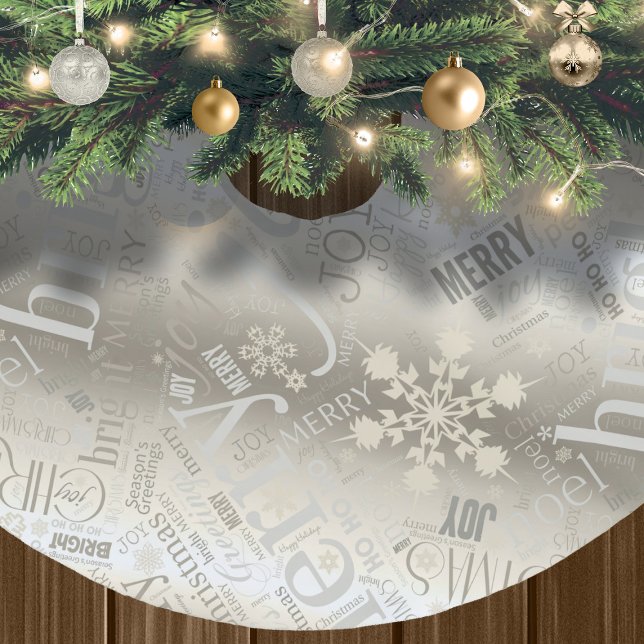 Christmas Text and Snowflake Pattern ID257 Brushed Polyester Tree Skirt (Creator Uploaded)