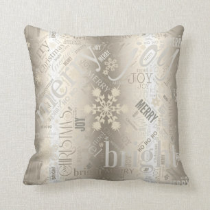 Christmas Text and Snowflake Pattern ID257 Cushion