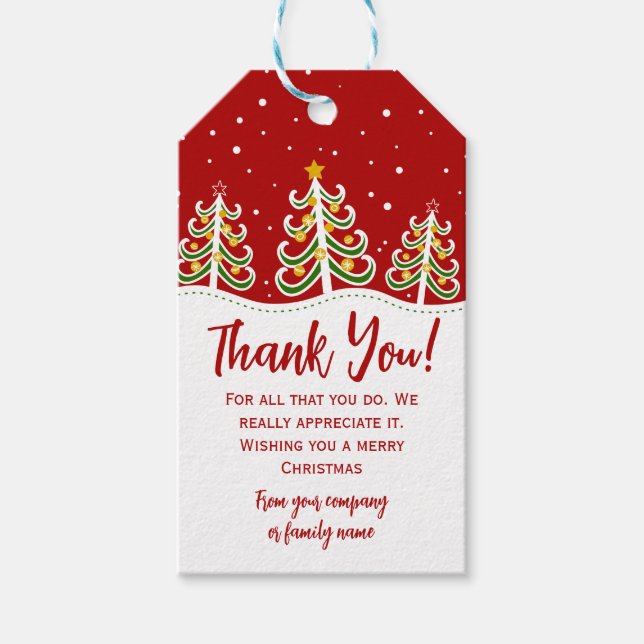 Christmas Thank You Appreciation Gift Tags (Front)