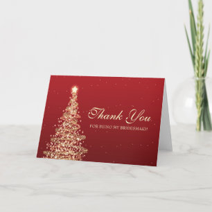 Christmas Thank You Bridesmaid Red Gold