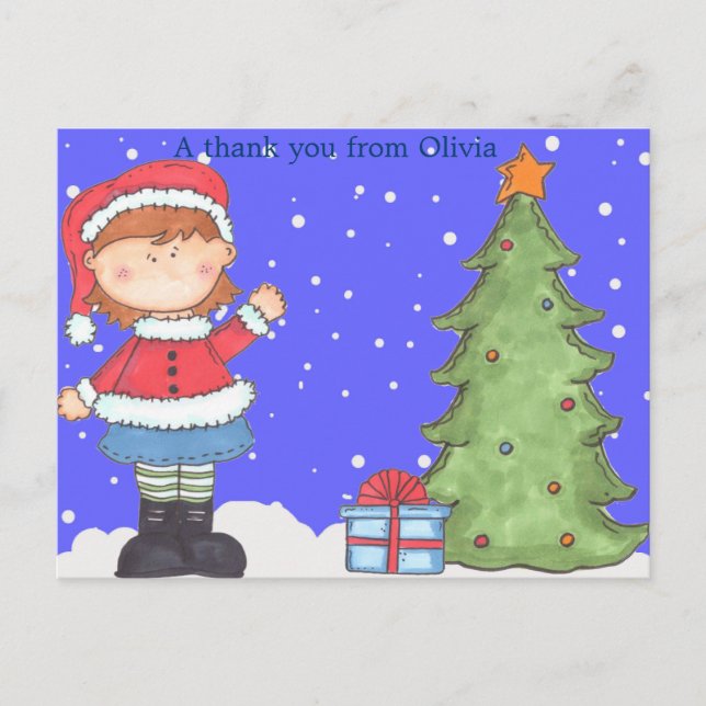 Christmas Thank You Can be personalised Postcard (Front)