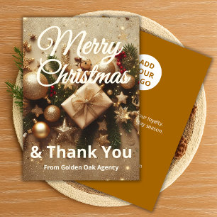 Christmas Thank You Card Add Business Logo