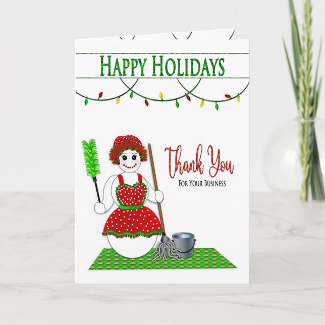 Christmas Thank You For Your Business Cleaning Hol Holiday Card (Front)
