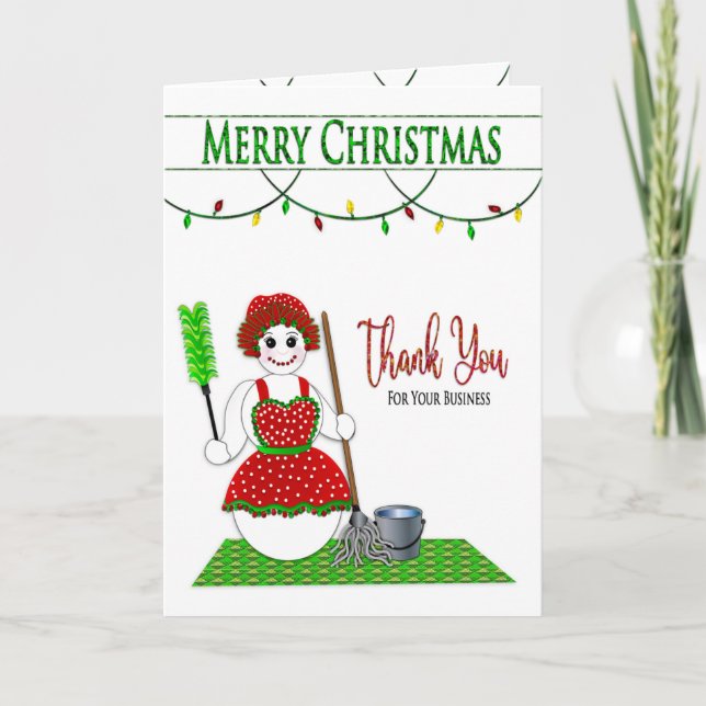 Christmas Thank You For Your Business Cleaning  Holiday Card (Front)