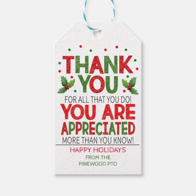 Christmas Thank You Gift Tags (Front)