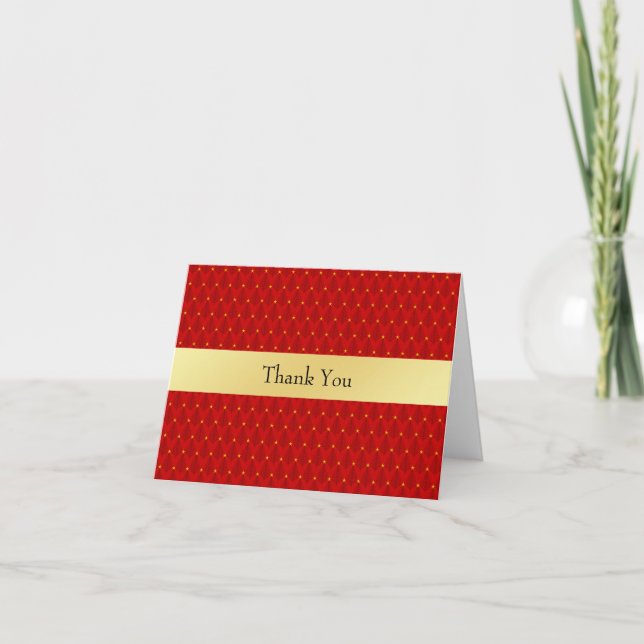 Christmas Thank You Red and Gold Trees Card (Front)