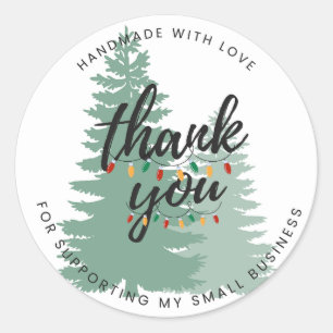 Christmas Thank You Small Business Classic Round Sticker