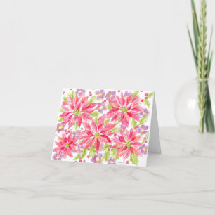 Christmas Thank You Watercolor Poinsettia Card